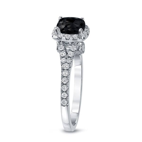 Shop Auriya 1 1 2ctw Cushion Cut Black Diamond Halo Engagement