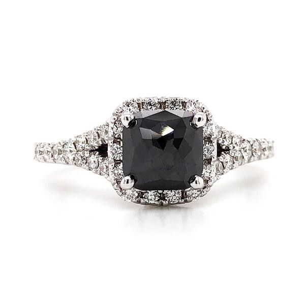 Shop Auriya 1 1 2ctw Cushion Cut Black Diamond Halo Engagement