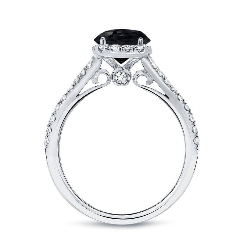 Auriya 14k Gold 1 1/2ctw Cushion-cut Black Diamond Halo Engagement Ring