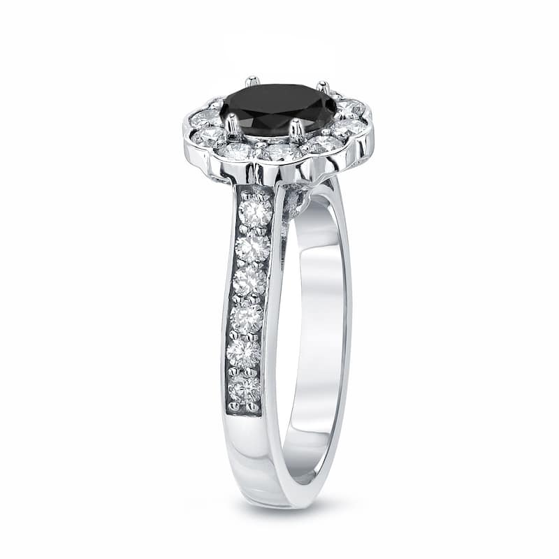 Auriya 14k Gold 1 3/4ctw Unique Halo Black Diamond Engagement Ring