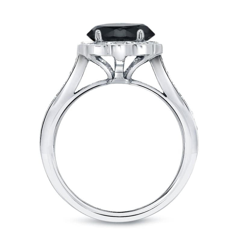 Auriya 14k Gold 1 3/4ctw Unique Halo Black Diamond Engagement Ring