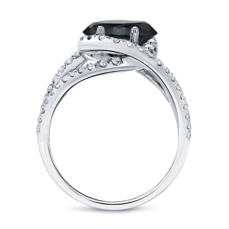 Auriya 14k Gold 1 7/8ctw Halo Black Diamond Engagement Ring Set