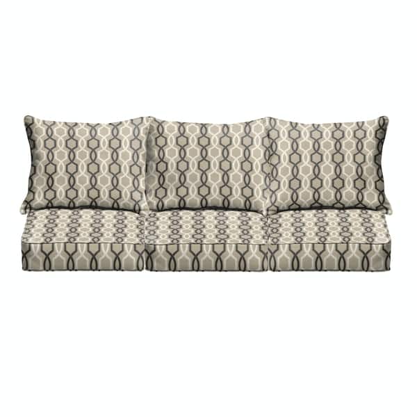 Sloane Black and Tan Indoor/ Outdoor Corded Cushion and Pillow Sofa Set Overstock 14274014