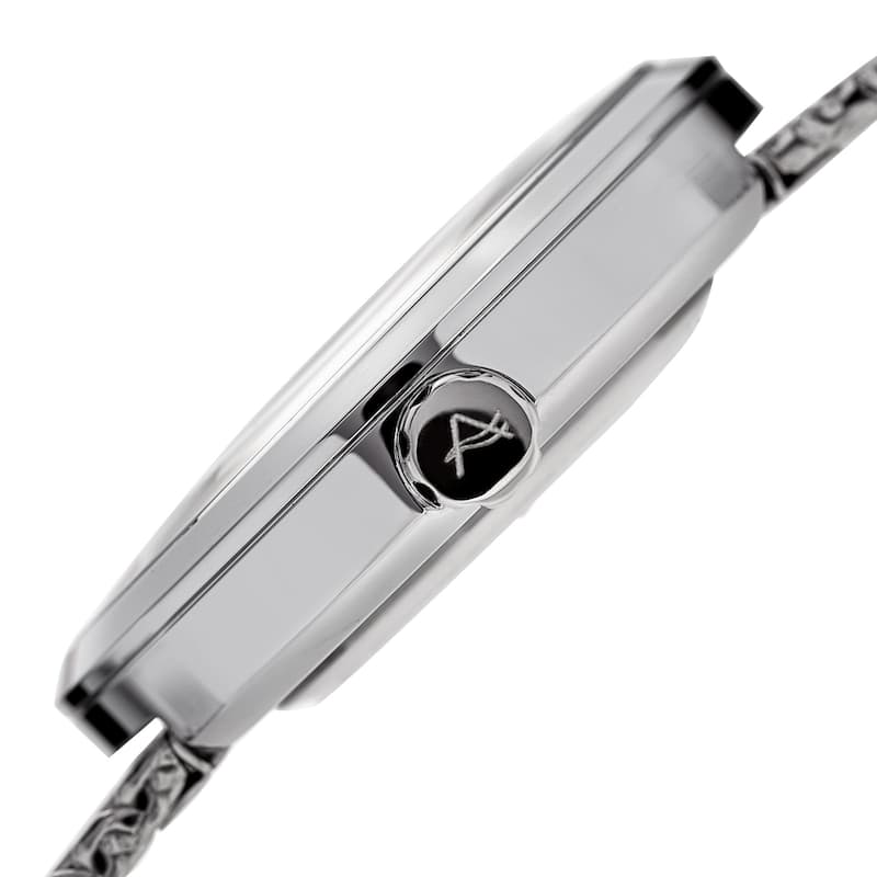August Steiner Men's Classic Date Stainless Steel Mesh Silver-Tone/Black Bracelet Watch