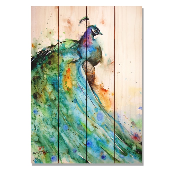 Shop Peacock 14x20 Indoor/Outdoor Full Color Cedar Wall Art - Free ...