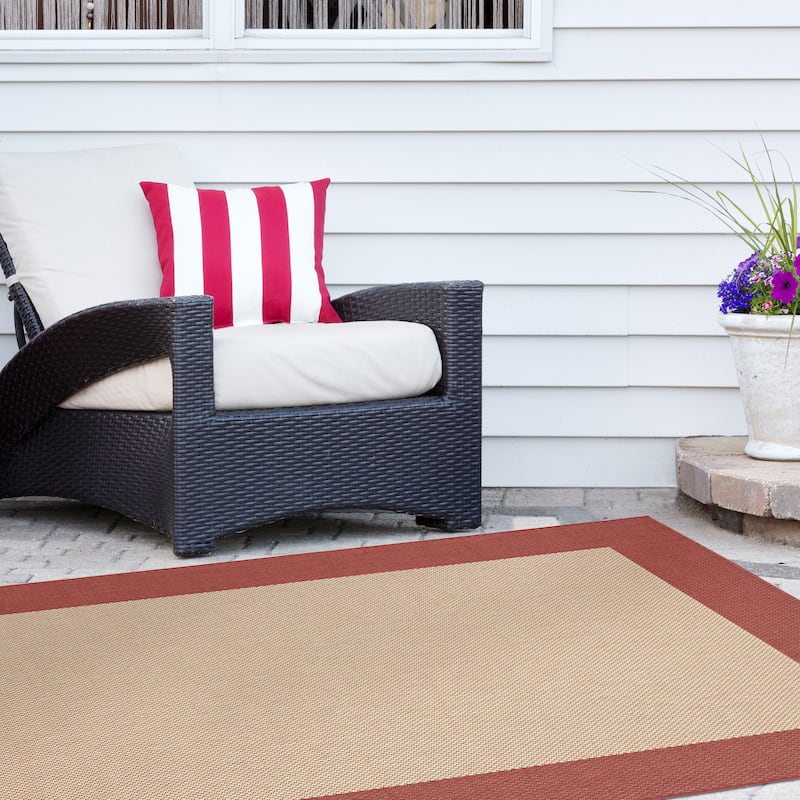 Signature Home Talbot Terracotta Border Indoor/Outdoor Area Rug - 7'10" x 10'