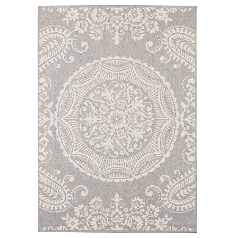 Signature Home Piermont Medallion Light Grey Indoor/Outdoor Area Rug - 7'10" x 10'