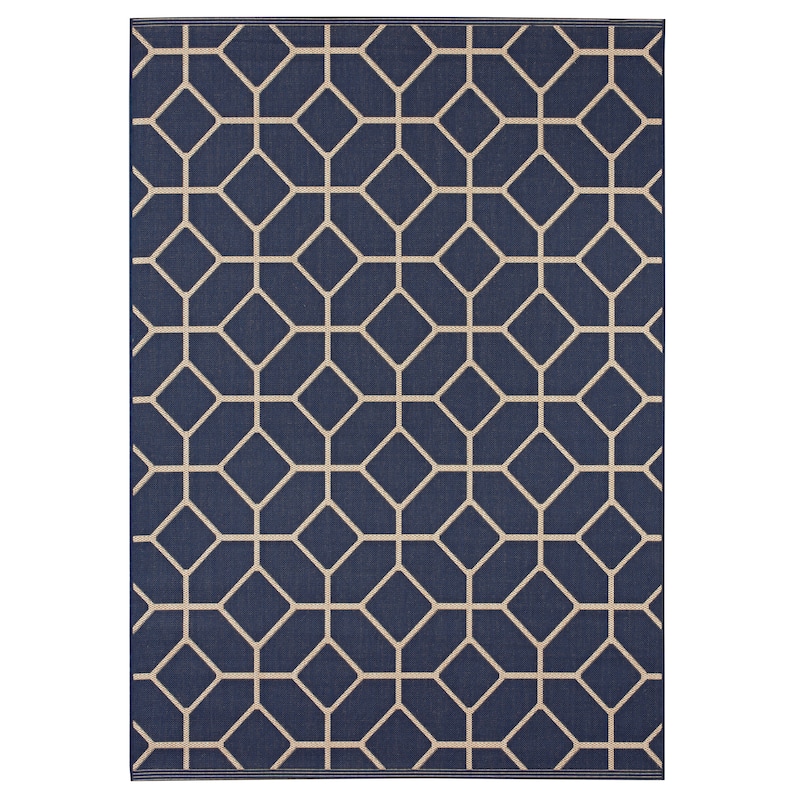 Signature Home Glenrose Navy Blue Indoor/Outdoor Area Rug - 5'3 x 7'4