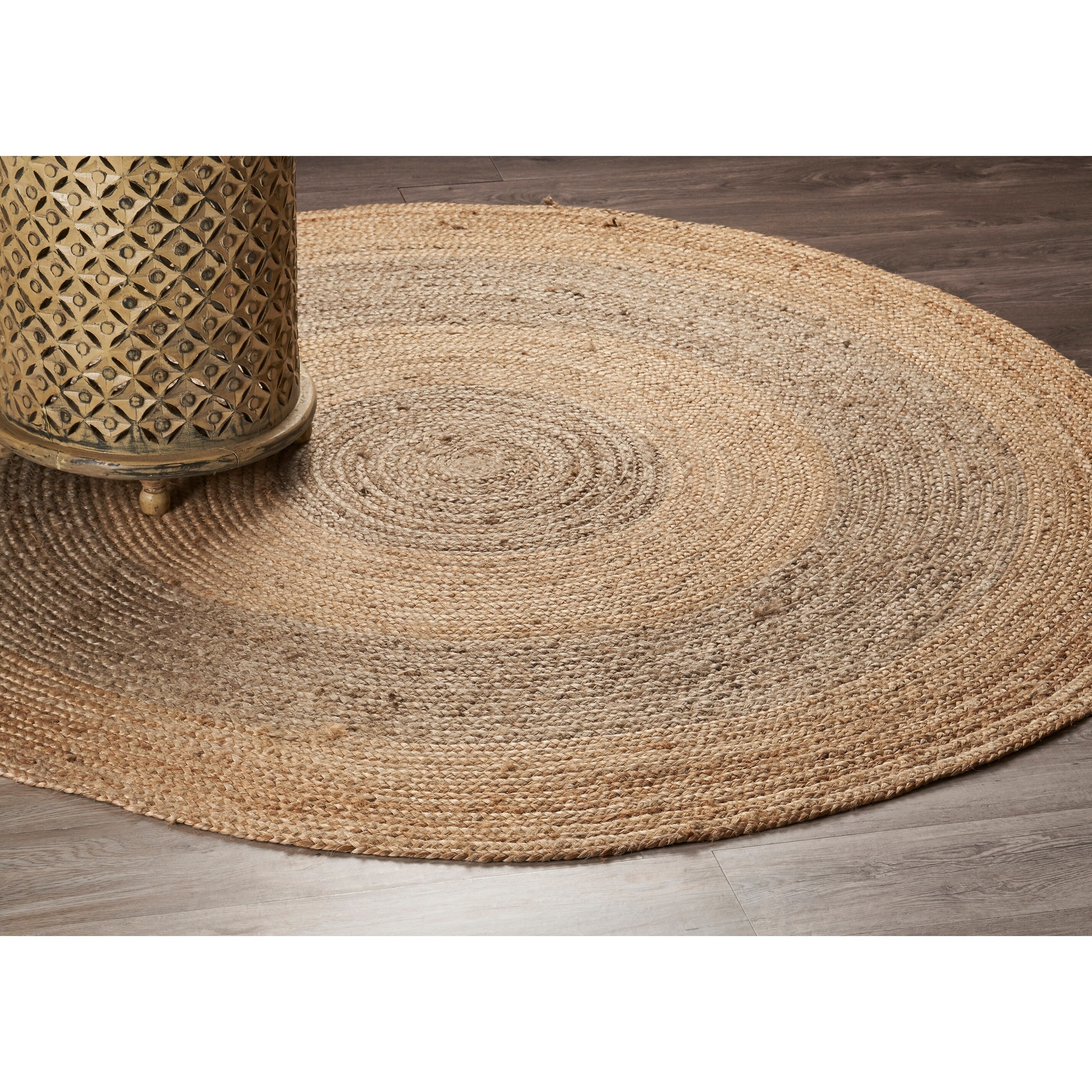 Lr Home Hand Braided Natural Jute Duo Toned Gray Hand Braided Natural Jute Duo Toned