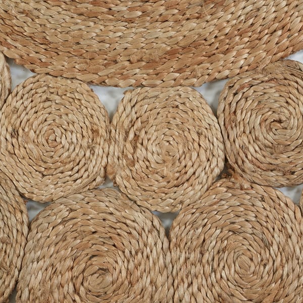 100% All Natural Fiber Hand Braided Boho Blue Round Jute Rug | JR1 - 4'x4