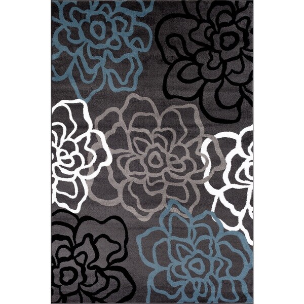 Contemporary Modern Fl Flowers Grey Polypropylene Area Rug 9 Contemporary Modern Fl Flowers Grey Polypropylene Area Rug 9 X27