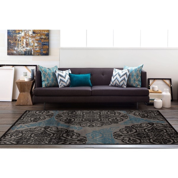 Modern Circle Pattern Grey Blue Area Rug 3 X 5 Free Shipping Modern Circle Pattern Grey Blue Area Rug 3 X27