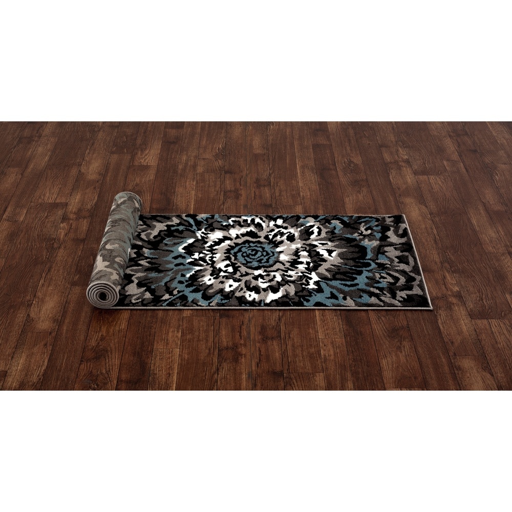 Area rug Nwprt #72 Modern gray floral soft pile size option 2x3 4x5 5x7 8x11 