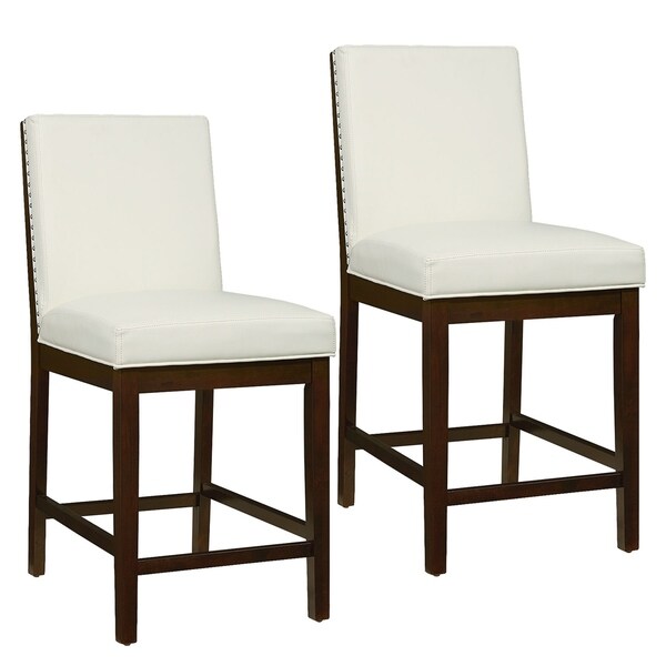 Shop Couture Elegance White Bonded Leather/Wood Counter-height Stools ...