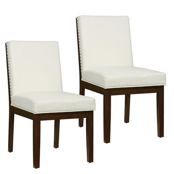 Shop Couture Elegance White Leather and Wood Dining Chair ...