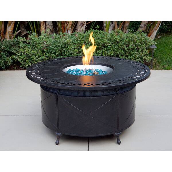 Shop Cast Aluminum 47 Inch Round Propane Firepit Chat Table With