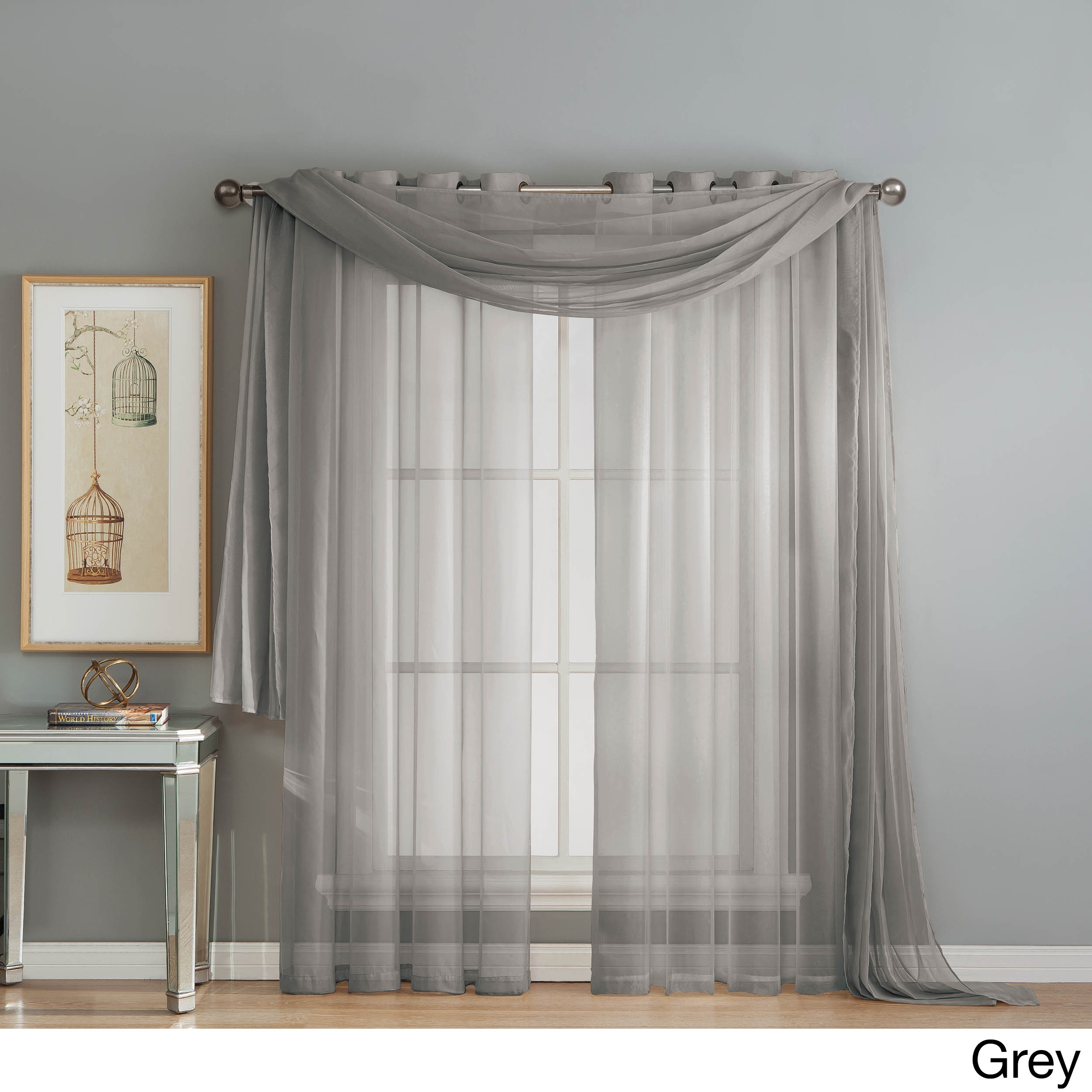 gray curtain scarf