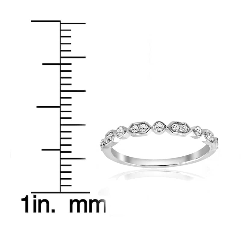14K White Gold 1/8 ct TDW Diamond Stackable Womens Wedding Anniversary Ring