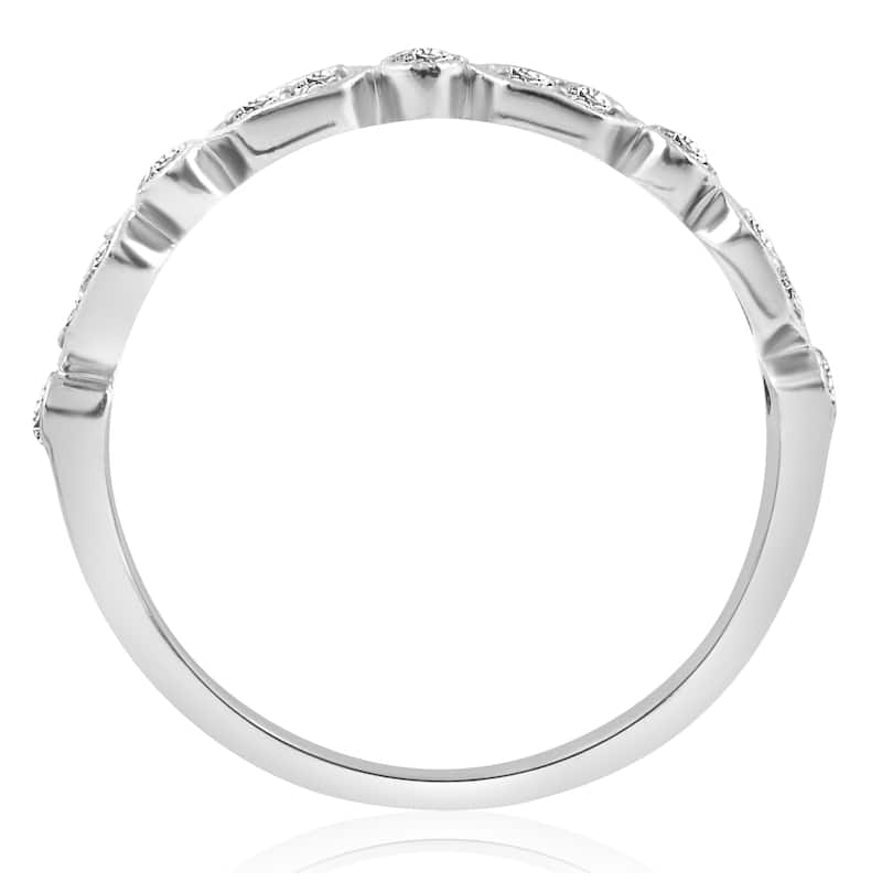 14K White Gold 1/8 ct TDW Diamond Stackable Womens Wedding Anniversary Ring