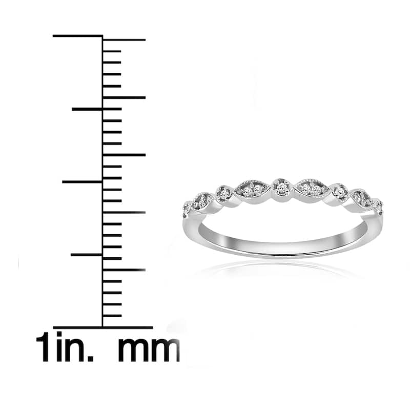 14K White Gold 1/6 ct TDW Diamond Stackable Womens Wedding Anniversary Ring
