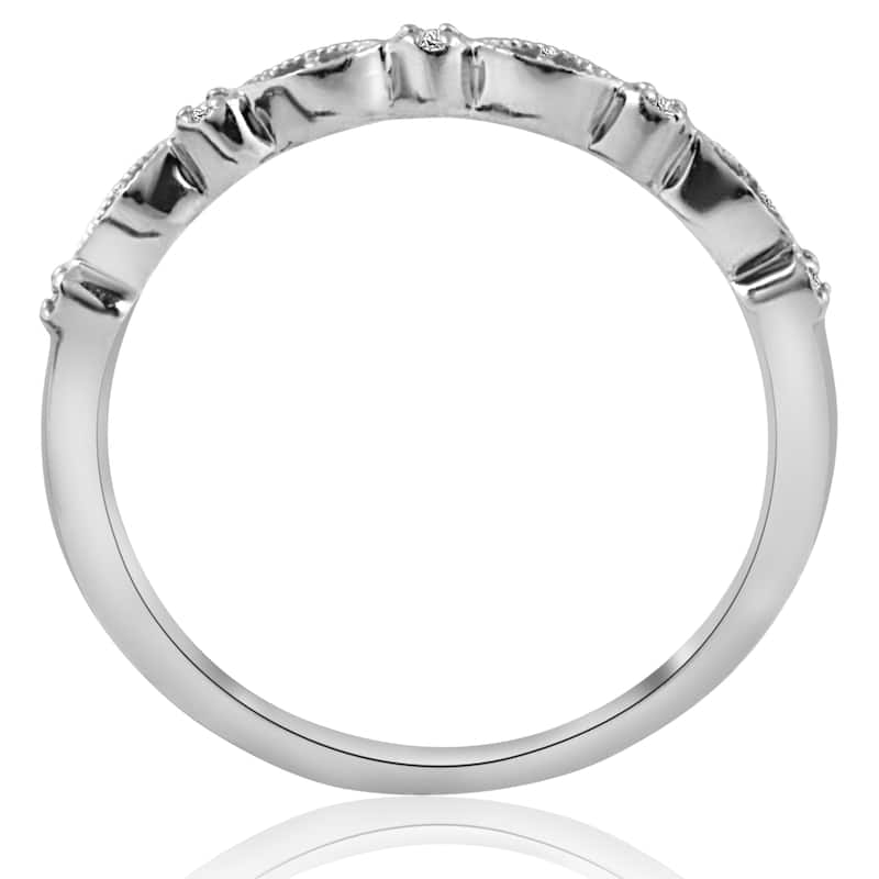 14K White Gold 1/6 ct TDW Diamond Stackable Womens Wedding Anniversary Ring