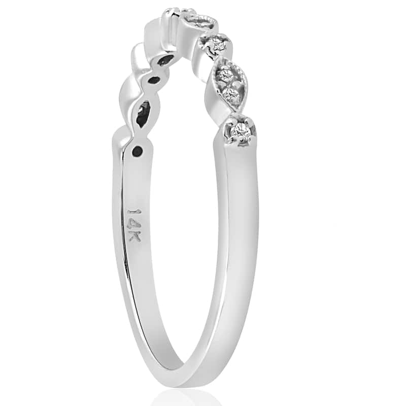 14K White Gold 1/6 ct TDW Diamond Stackable Womens Wedding Anniversary Ring