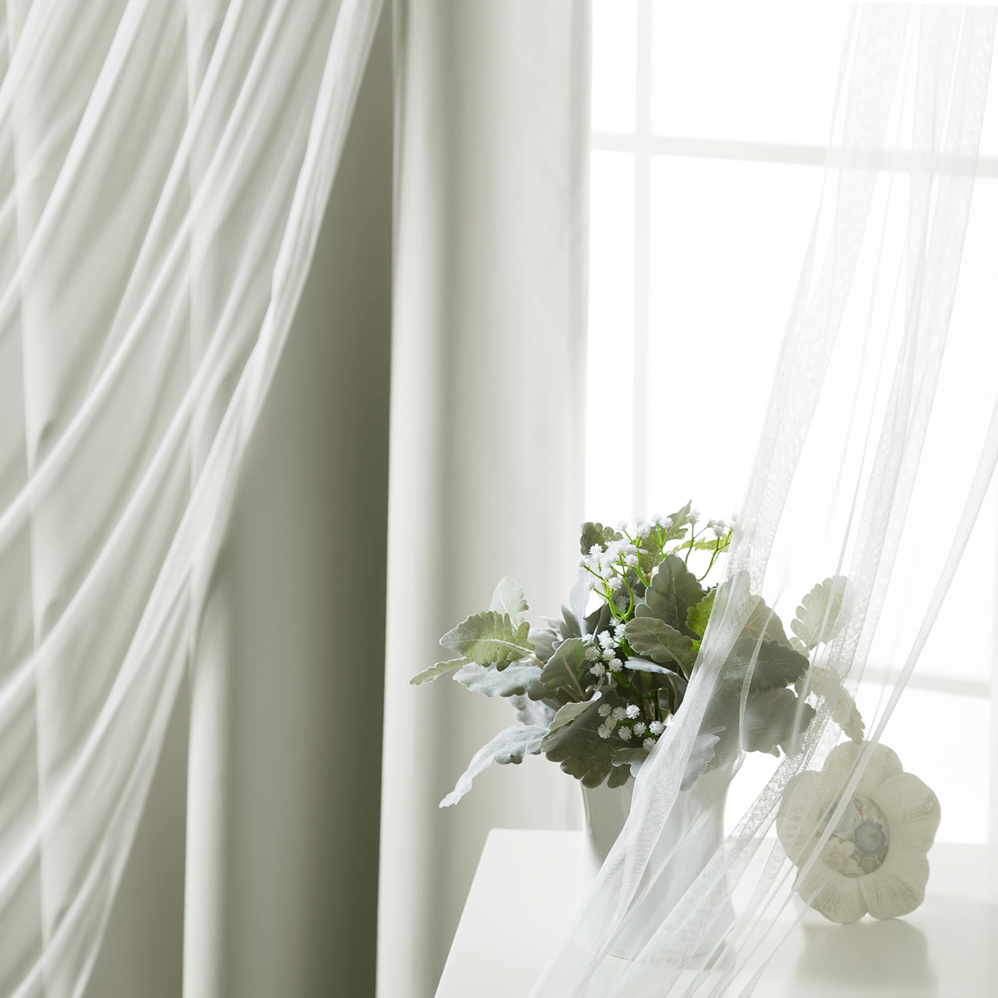 Aurora Home Tulle Sheer with Attached Valance and Solid Blackout 4 ...