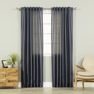 Aurora Home Faux Silk Candy Stripe Back Tab/Rod Pocket Curtain Pair ...