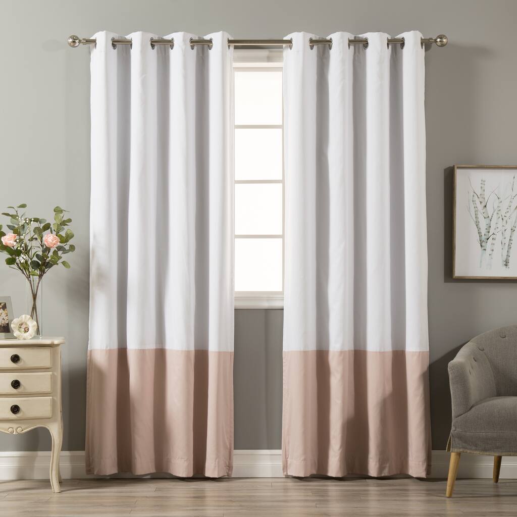 Aurora Home Color Block Cotton Blend Blackout Curtain Panel Pair - 52 x 84