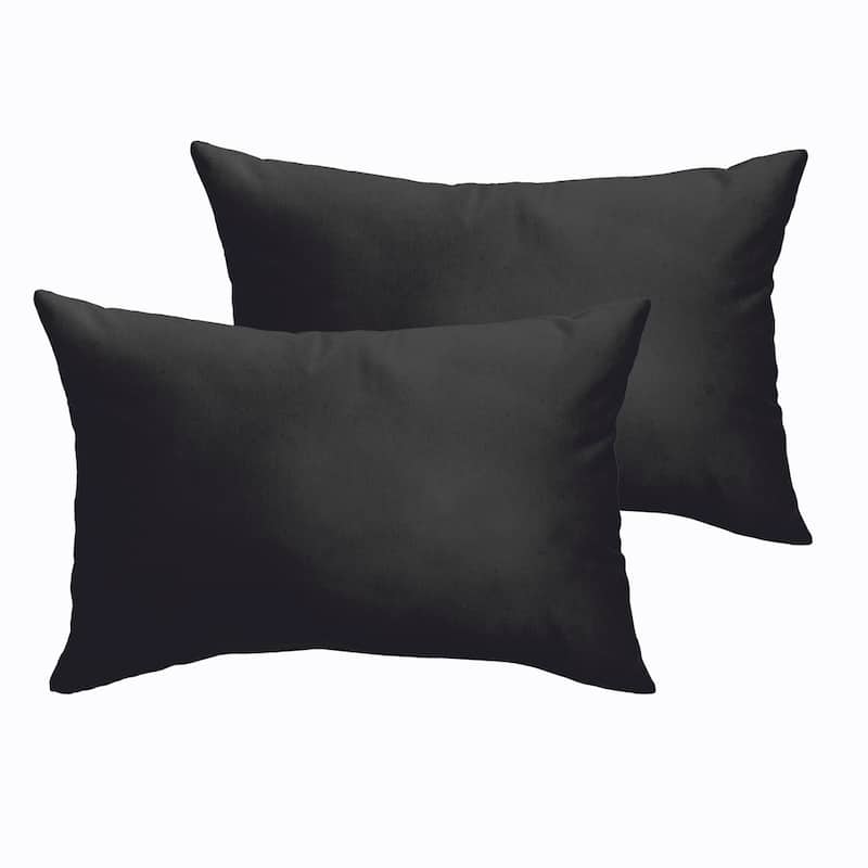 Sloane Black Indoor/ Outdoor 13 in x 20 in Lumbar Pillow Set