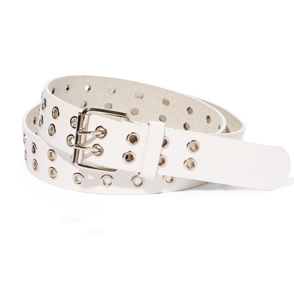 EMP Unisex White Bonded-leather Grommet 2-holes Belt