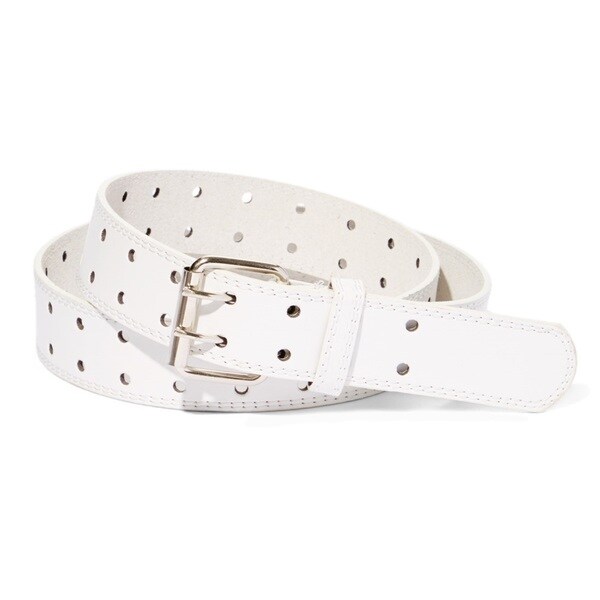 Shop E.M.P. Double Prong Unisex White Leather Dress Belt - On Sale - Free Shipping On Orders ...