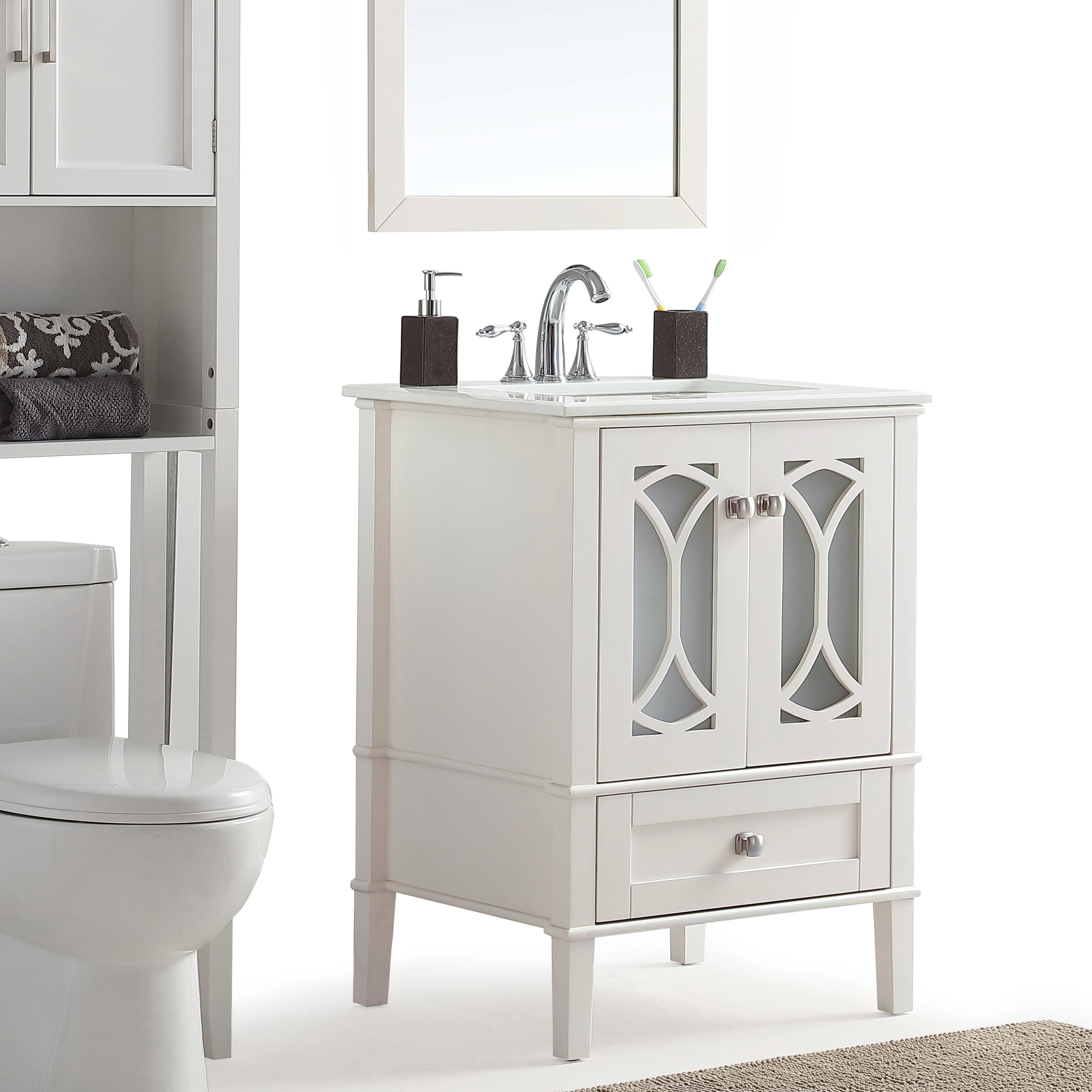 Wyndenhall Mulberry 24 Inch Contemporary Bath Vanity In Soft White With Engineered Quartz Marble Top Wyndenhall Mulberry 24 Inch Contemporary Bath Vanity In Soft White With Engineered Quartz Marble Top