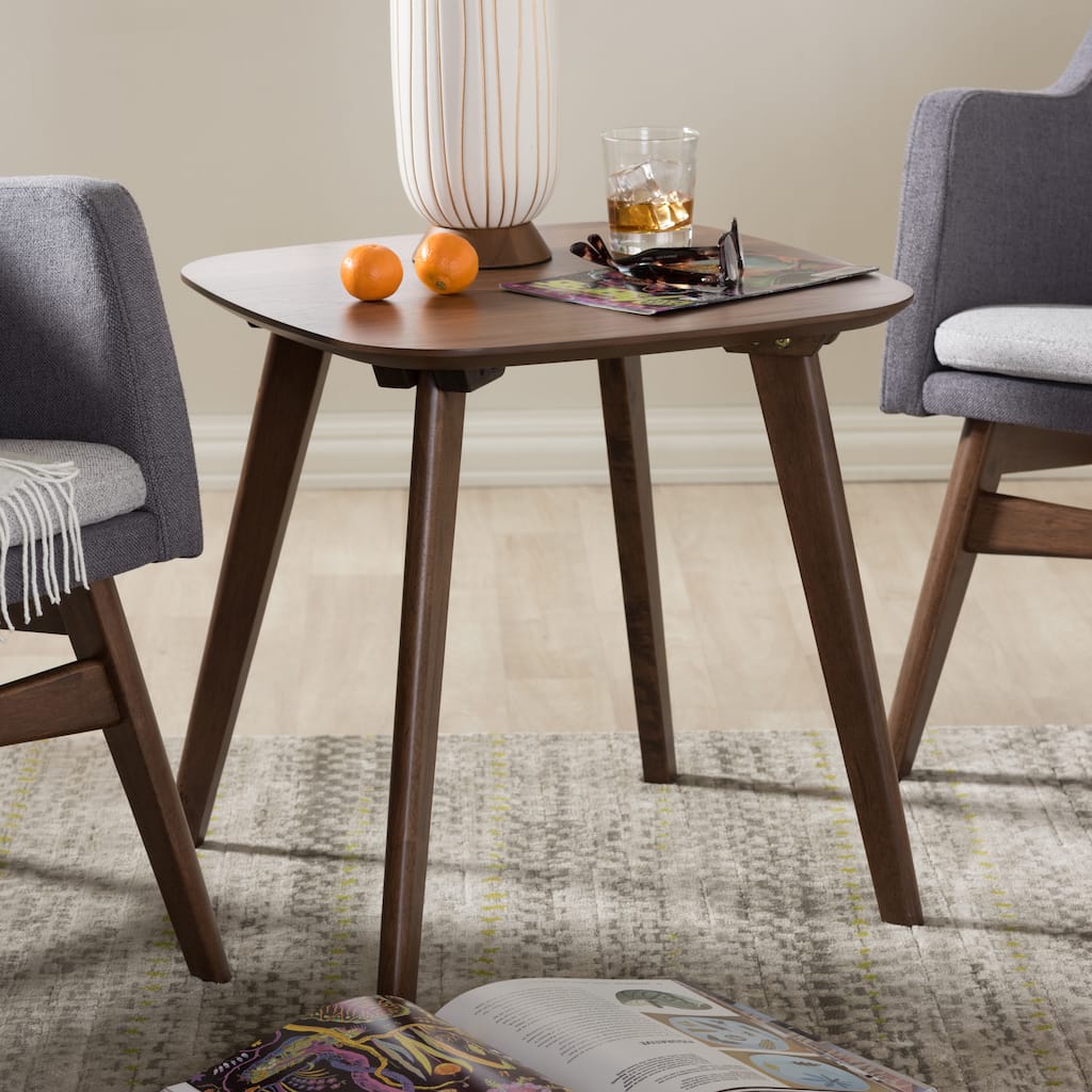Baxton Studio Mid-Century Walnut Finish Brown Wood End Table