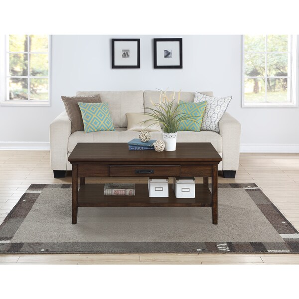 Traditional Rockwell Brown Distressed Finish Coffee Table Traditional Rockwell Brown Distressed Finish Coffee Table