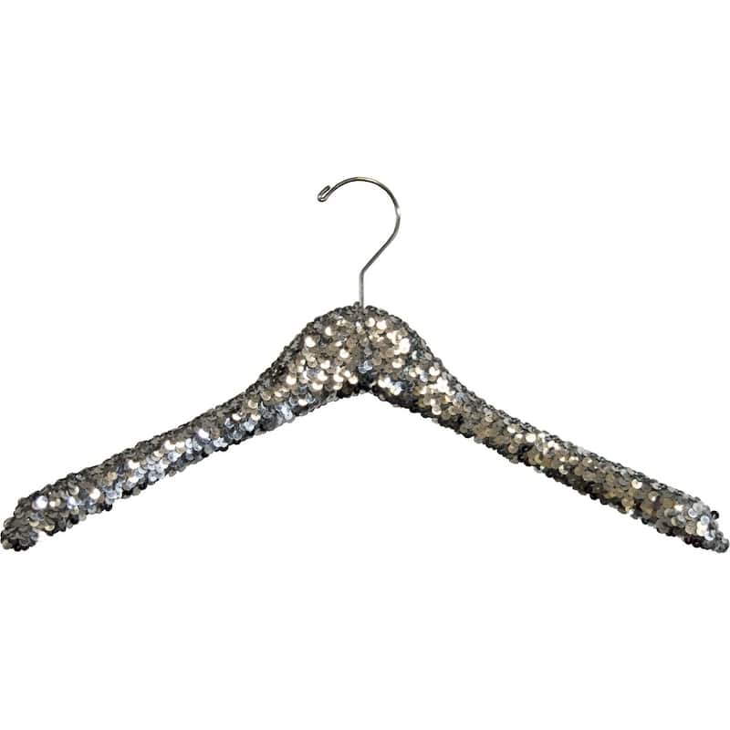 Silver Sequined Wooden Display Hanger with Swivel Hook