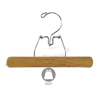 Wooden Clamp Hanger with Easy Snap Lock, Box of 12 Pant Hangers with ...