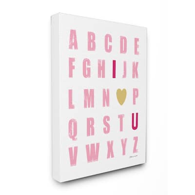 Stupell 'Pink Alphabet Love ' Stretched Canvas Wall Art