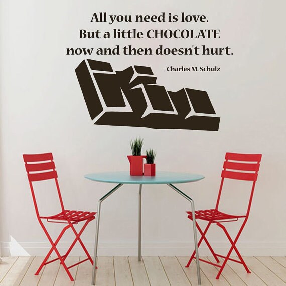 Shop Chocolate Wall Decal Quotes All You Need Is Love Kitchen Cafe Decor Vinyl Art Wall Decor Sticker Decal Size 33x45 Color Black Overstock 14284181