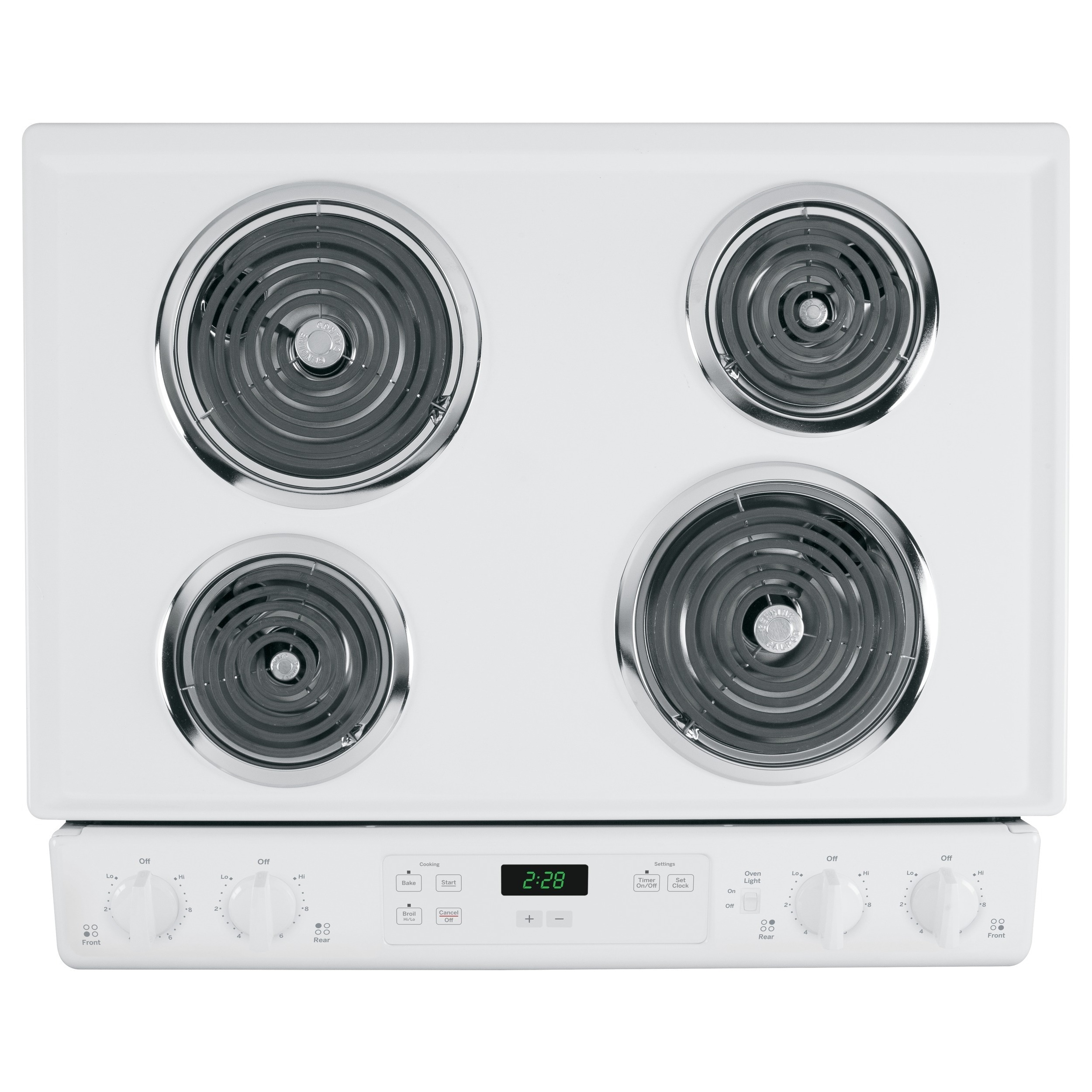 GE JDS26BWWH 30 Inch Drop-In Electric Range with Standard Clean: White