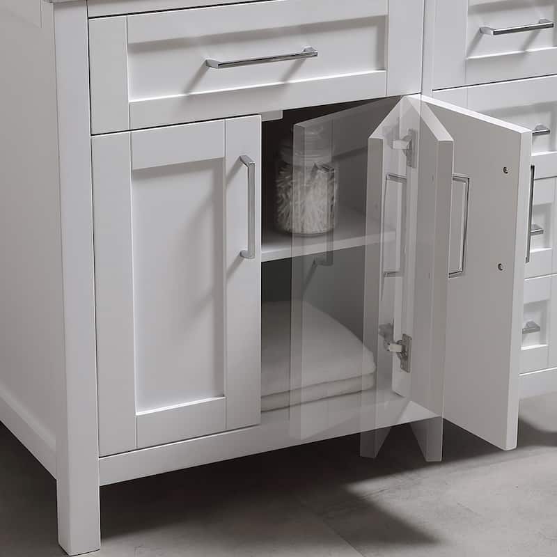 Tahoe 36 Vanity in White with White Carrera Top and Mirror