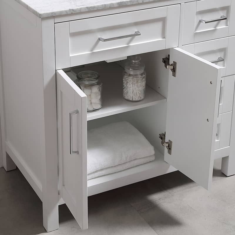 Tahoe 36 Vanity in White with White Carrera Top and Mirror