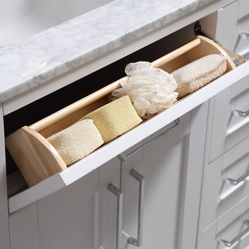 Tahoe 36 Vanity in White with White Carrera Top and Mirror
