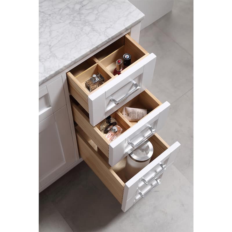 Tahoe 36 Vanity in White with White Carrera Top and Mirror