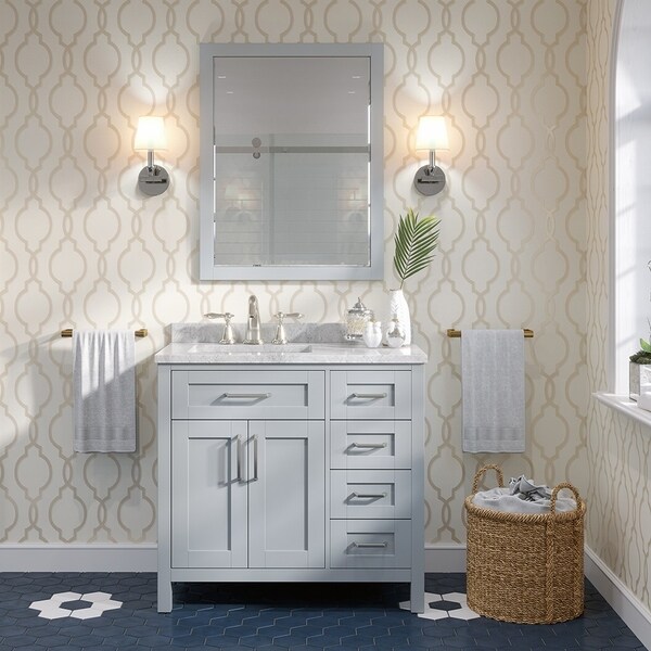 Tahoe 36 in. Vanity in Dove Grey with White Cultured Marble Top and Mirror