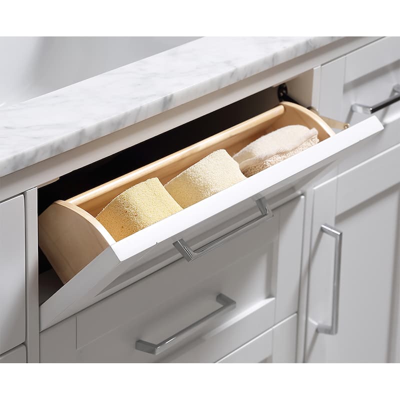 Tahoe 48in Vanity in White with White Carrera Marble Top and Mirror