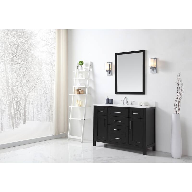 Tahoe 48in. Vanity in Espresso with White Cultured Top and Mirror