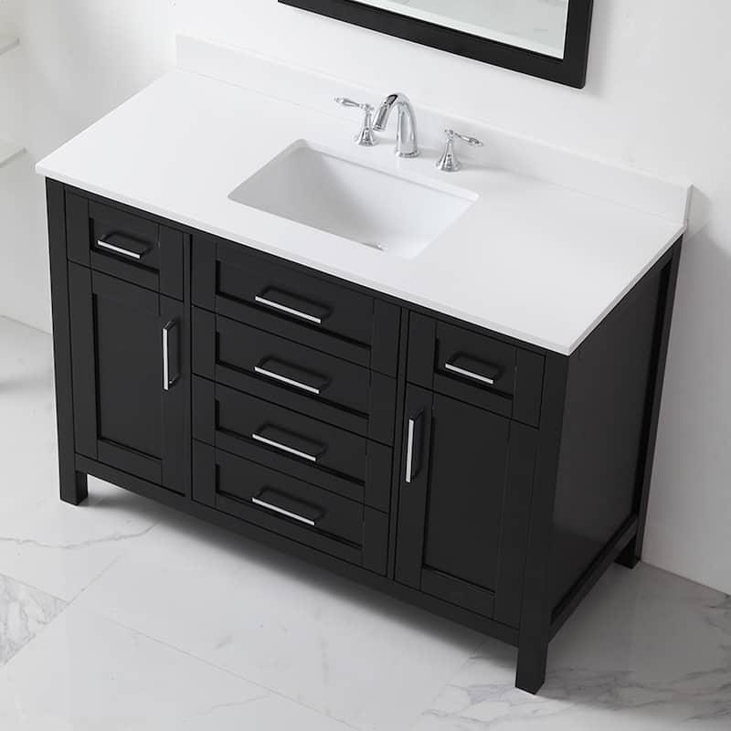 Tahoe 48in. Vanity in Espresso with White Cultured Top and Mirror