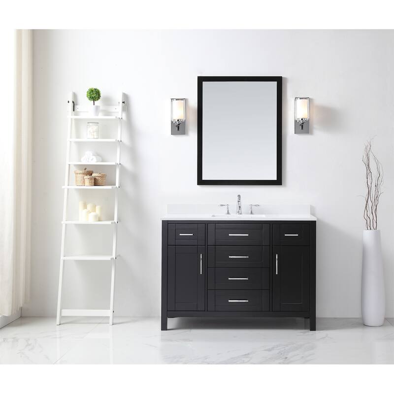 Tahoe 48in. Vanity in Espresso with White Cultured Top and Mirror