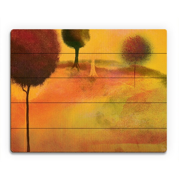 'Surreal Amber Garden' Wood Wall Art Print